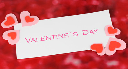 Greeting card for Valentine's Day on red background