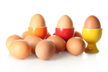 Many eggs isolated on white