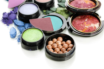 Beautiful bright eye shadows isolated on white