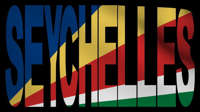 Seychelles text with fluttering flag animation