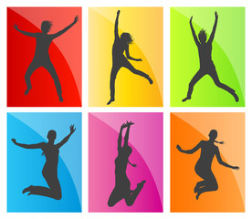 Young teenagers and children illustration collection silhouettes