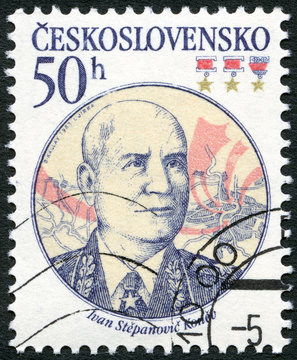 CZECHOSLOVAKIA - 1983: Soviet Marshal Ivan S. Konev (1897-1973)
