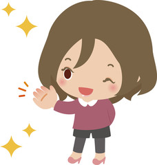 笑顔で案内する女性