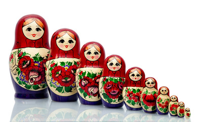 Nested doll - a Old national Russian doll of handwork.