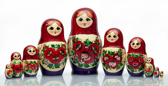 Nested doll - a Old national Russian doll of handwork.
