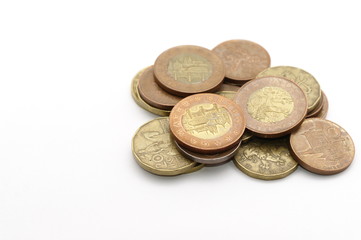 czech money isolated on white