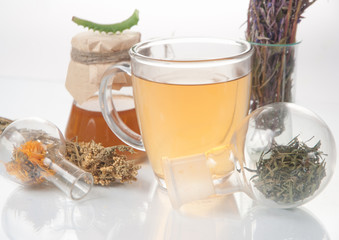 green tea with small pot and cups
