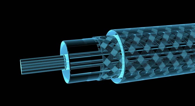 Television cable (3D x-ray blue transparent isolated on black)