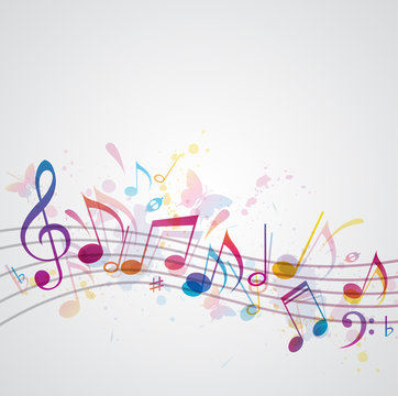 Music background with butterflies