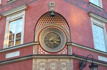 Old clock on the wall - Warsaw Poland - obrazy, fototapety, plakaty