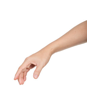 male hand and arm reaching for something,isolated