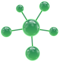 spheres of green  color on a white background