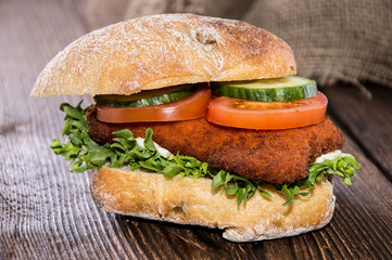 Chicken Schnitzel on a roll