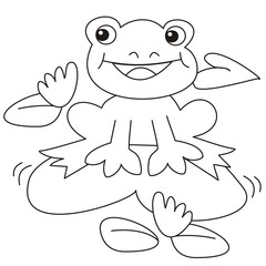 grenouille et fleurs, livre de coloriage pour enfants, illustration vectorielle en noir et blanc