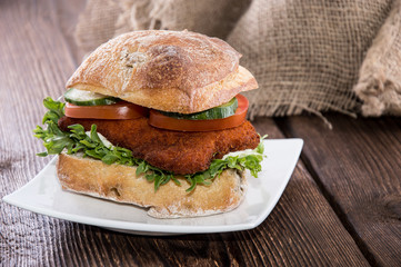 Chicken Schnitzel on a roll