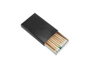 Matches in a black box isolated on a white background