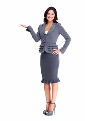 Business woman showing a copyspace.