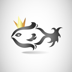 fish with a crown, the design of the vector