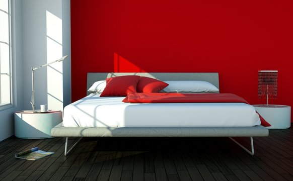 Modernes Schlafzimmer rot