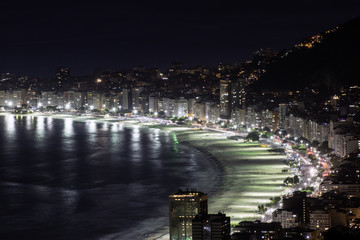Fototapeta premium Copacabana Beach at night in Rio de Janeiro