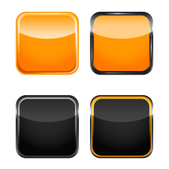 rounded square icon orange black set