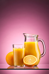 Orange juice over pink