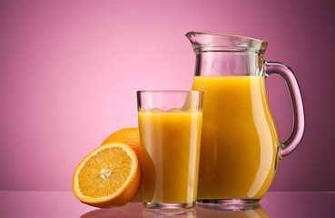 Orange juice over pink