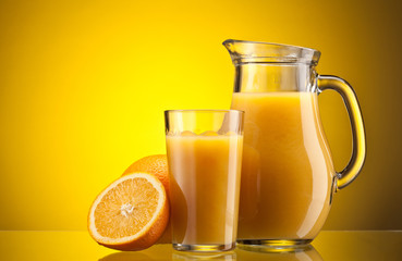 Orange juice over yellow