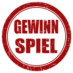 Grunge Stempel rot rund GEWINNSPIEL