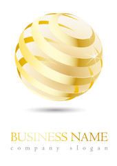 Business logo 3D gold sphere design - 49589164