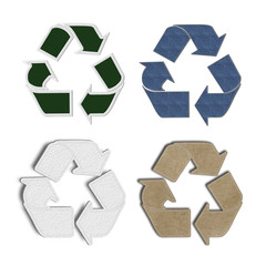 Obraz premium Recycle Symbol with stitch sewing material Background