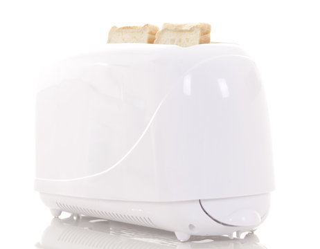  toaster and two hot toasts ready to serve for the breakfast.