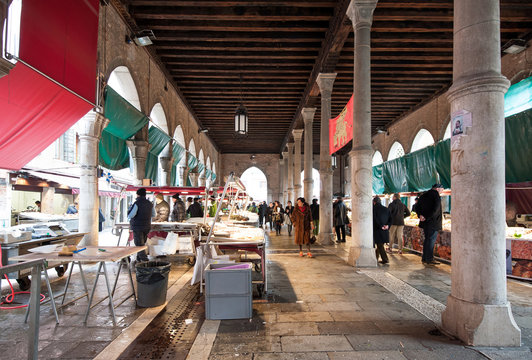 Rialto fish market, Venice, Italy.