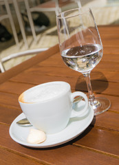 Kaffeepause, Cappuccino, Getränke, Biergarten