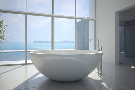 designer badezimmer mit meerblick