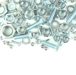 Bolts, screws, nuts isolated on white