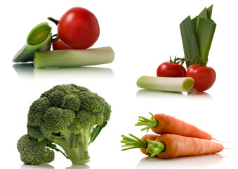 vegetables on white background