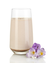 Glass of chocolate-cream cocktail isolated on white