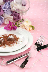 Holiday table setting close-up