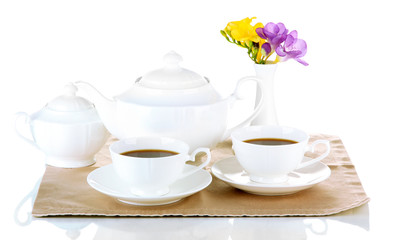 Beautiful tea service, isolated on white
