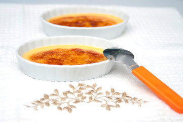 Two caramel flan dessert