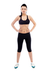 Athletic woman on white