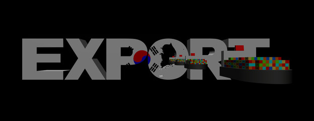 Export text with South Korean flag and ships illustration