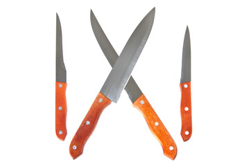 Kitchen knives isolated over white