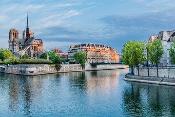 notre dame de paris and the seine river France