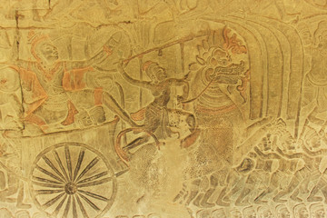 Wall bas-relief, Angkor Wat temple, Siem Reap, Cambodia
