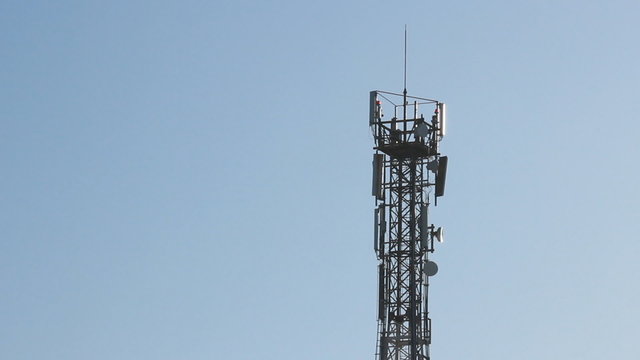 Telecommunication tower with antennas of cellular communication 