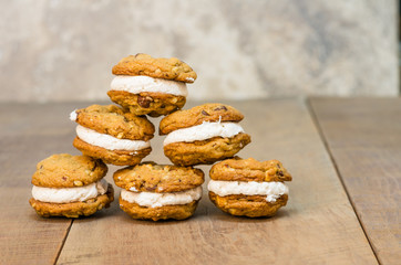 Stack of cream filled cookies