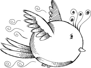 Cute Bird Sketch Drawing Vector Art