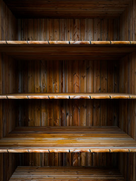 Empty wood shelf